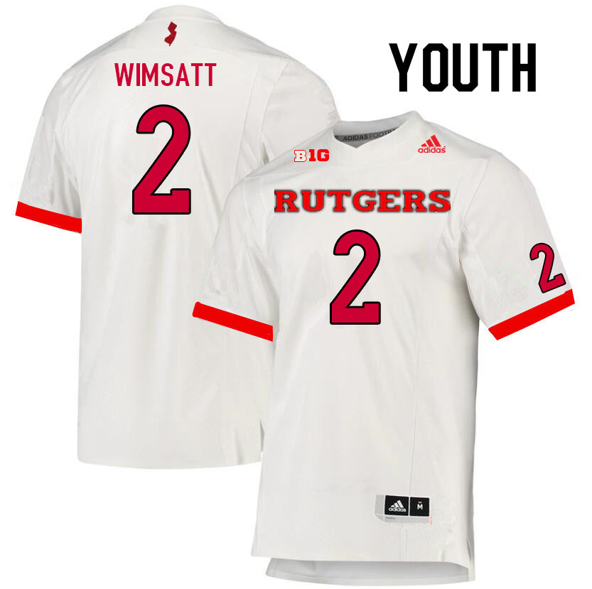 Youth #2 Gavin Wimsatt Rutgers Scarlet Knights College Football Jerseys Sale-White